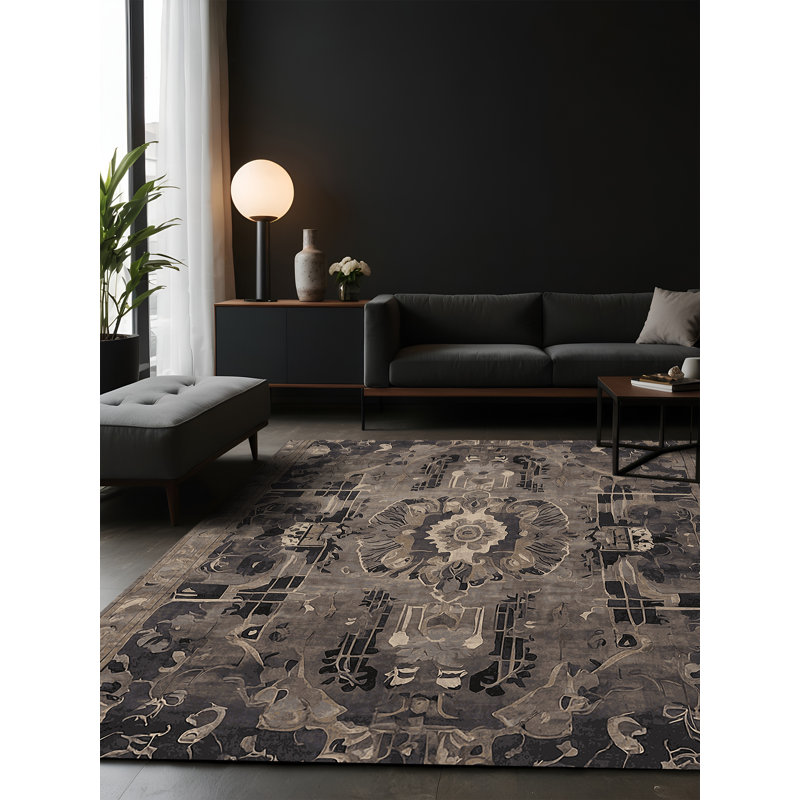 Tapis gris soyeux et moelleux, Carré 3 pi