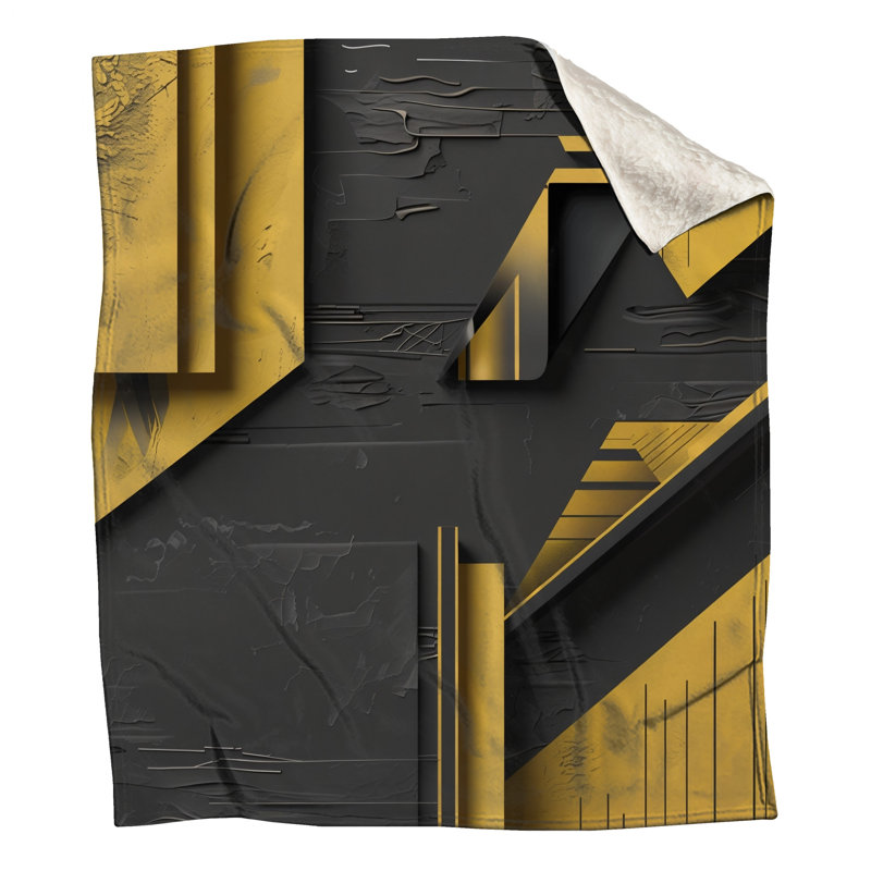 Couvertures jaunes à géométrie noire, 50 po L x 60 po H
