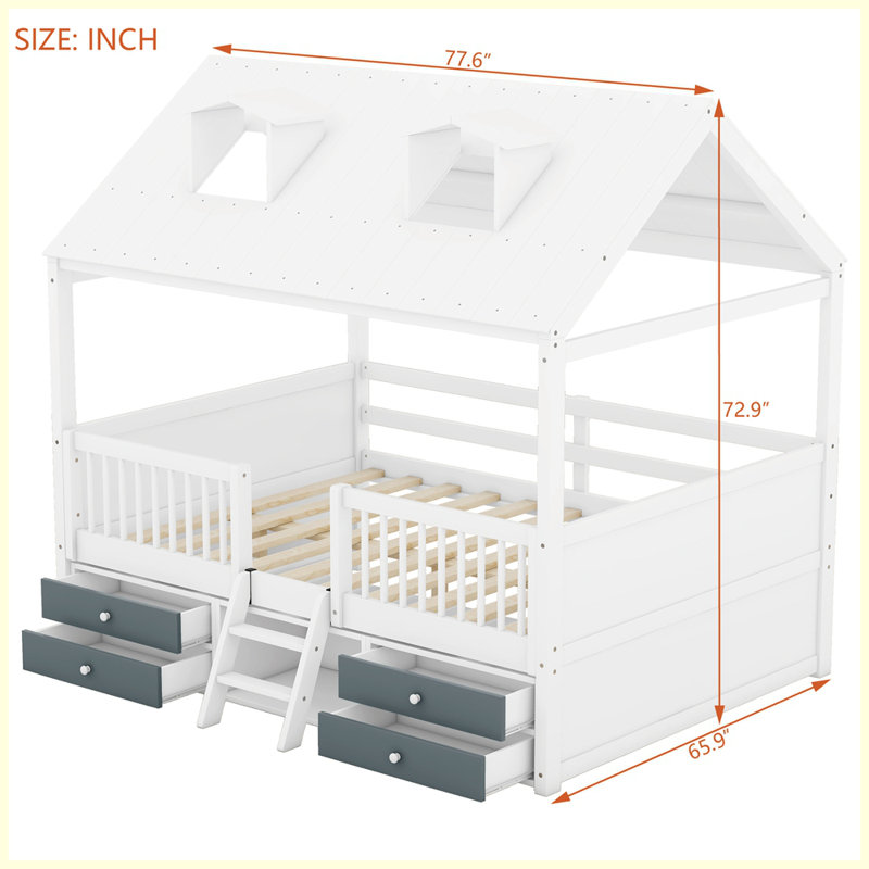 Structure de lit Modern, Blanc, Double