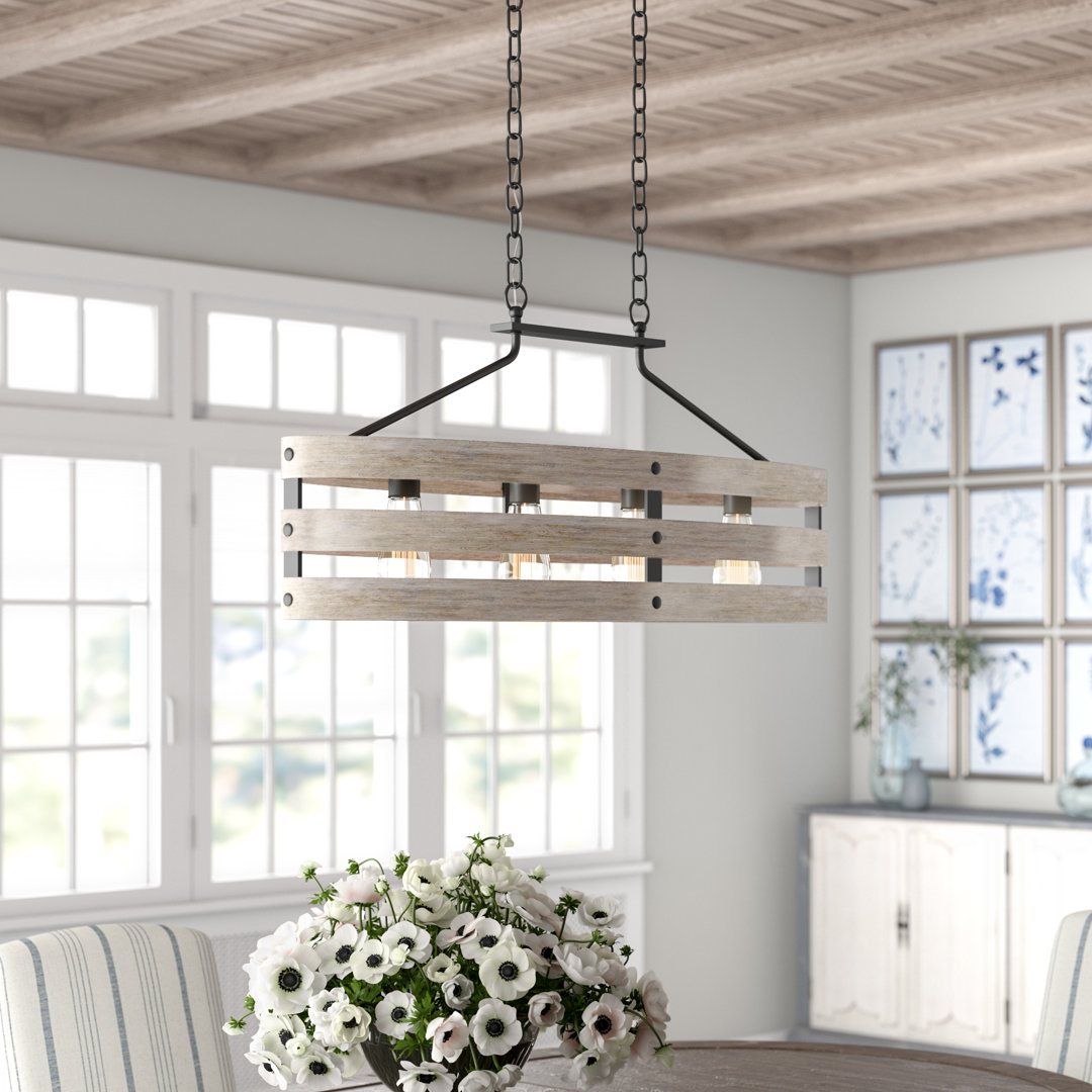 Eidanas 4 - Light Dimmable Kitchen Island Modern Linear Chandelier Alcott Hill® Shade 