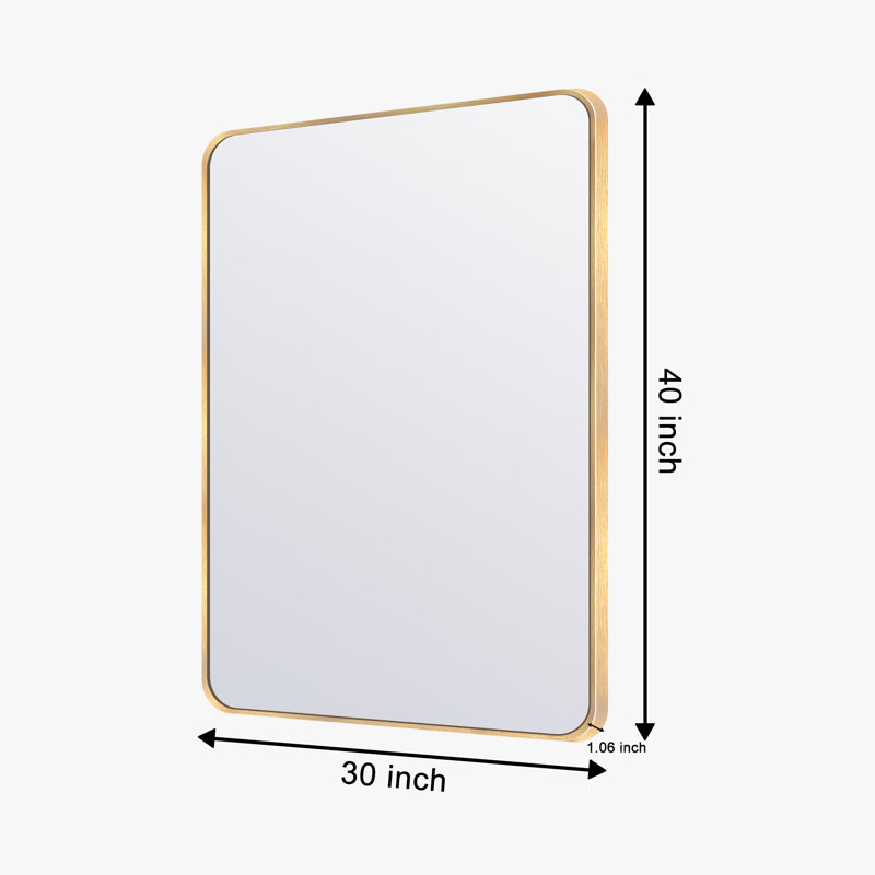 Chassin Wall Mount Bathroom Rectangular Vanity Mirror (Horizontal/Vertical), Brushed Gold, 30" H x 40" W