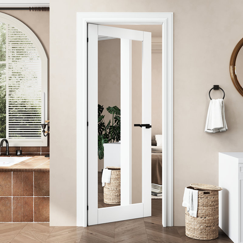 White Primed Solid Core 1-Panel Mirror Core Panel Door, 32" x 80"