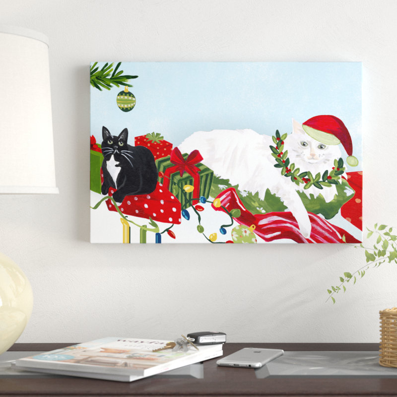 Meowy Hissmas Collection A by June Erica Vess - Graphic Art Print, Wrapped Canvas, 30cm H x 46cm W