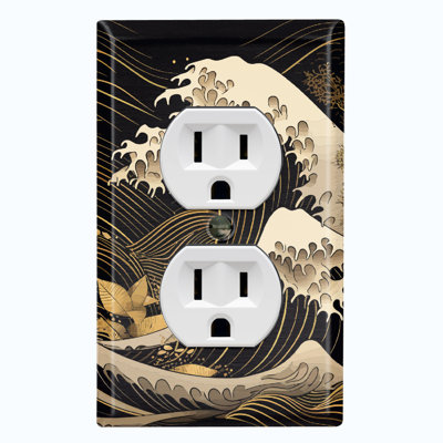 Black Sea Waves 1 - Gang Duplex Outlet Standard Wall Plate
