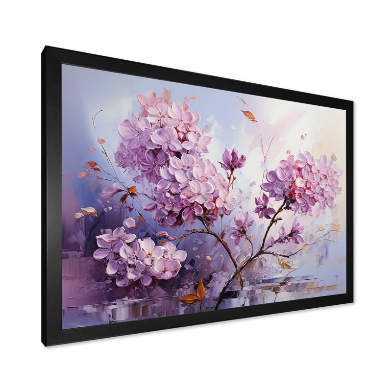 Charme mauve lilas mauve, Cadre simple noir, H 24 po x l 32 po x P 1 po