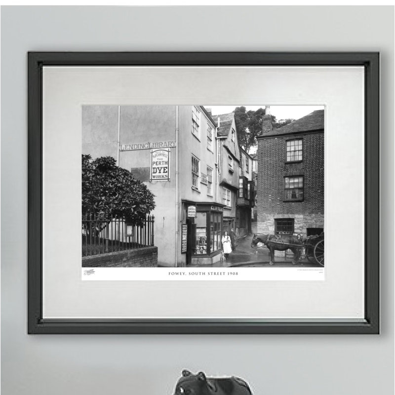 Fowey, South Street 1908 - Single Picture Frame Print, 28cm H x 36cm W x 2.3cm D