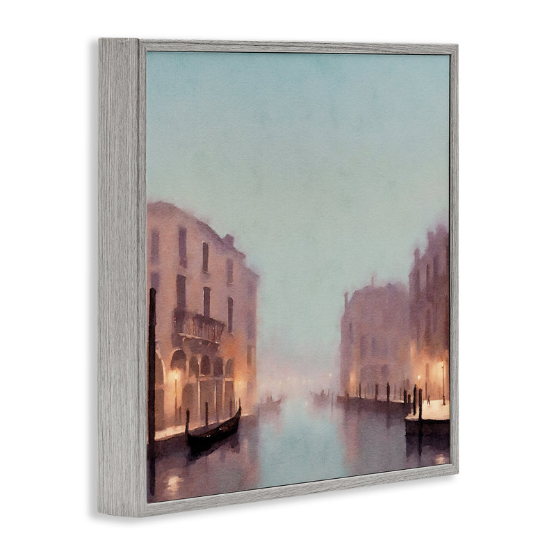 «Lights In Misty Canal», art de la giclée encadrée par Noah Bay, Estampe numérique Farmhouse, H 17 po x l 17 po