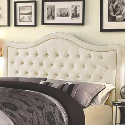 Adjustable Headboard with Fine Linen Upholstery and Button Tufting for Bedroom