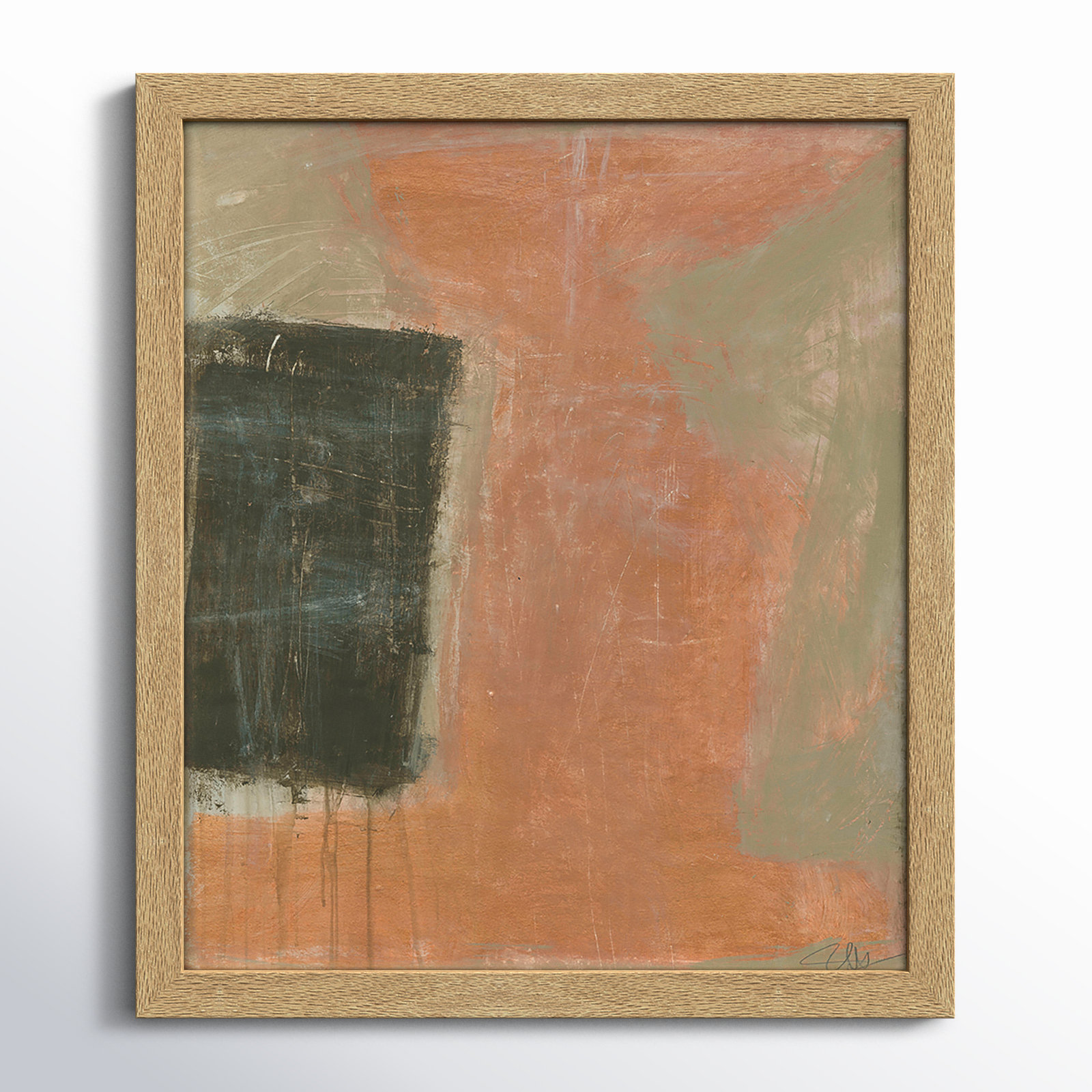Anali "Autumn Sandbox" Painting, 15" H x 13" W x 0.75" D, Natural