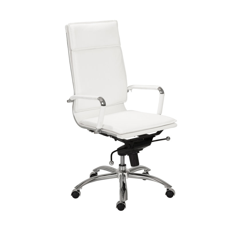 Fauteuil de conférence pivotant en similicuir Chaseton, Simili cuir blanc, Chrome