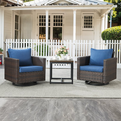 Naresa Wicker Outdoor Accent Swivel Glider Lounge Chair Set by Ebern Designs