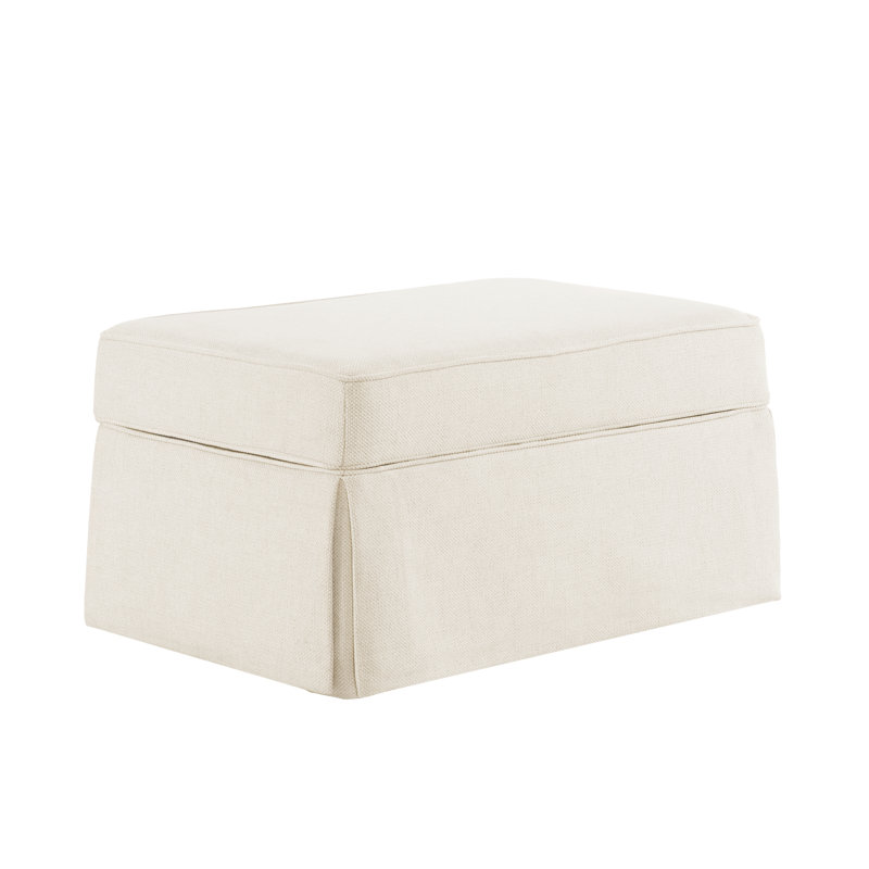 Repose-pieds de rangement rembourré surdimensionné à jupe, Beige