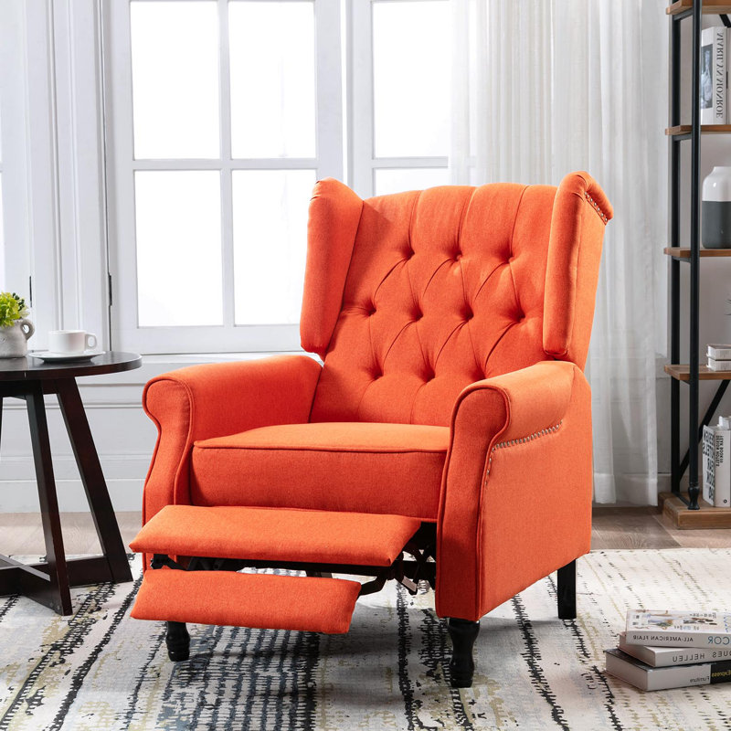 Druv Recliner, Orange Linen
