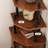 Nut-brown+Black Solid Wood Corner cabinet