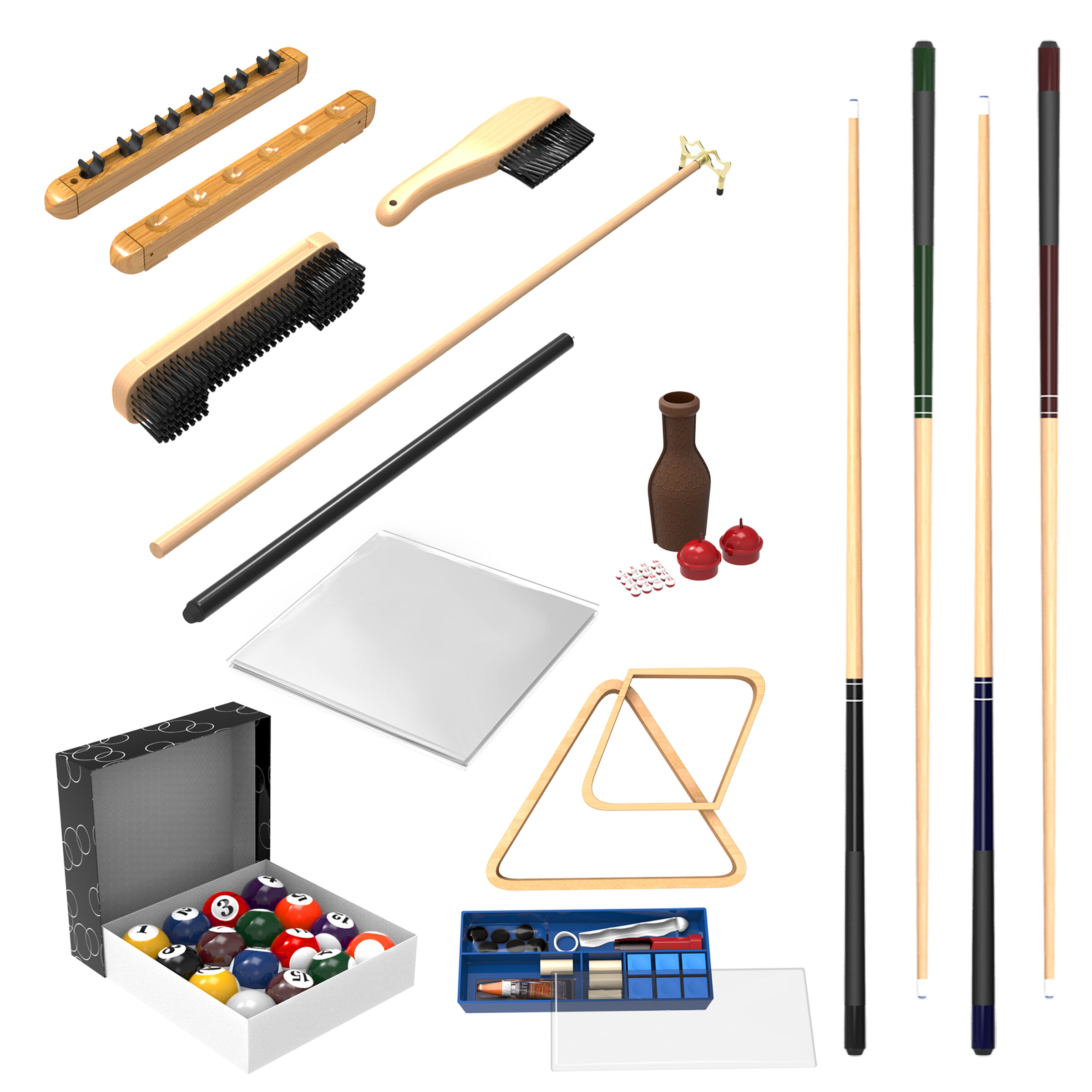 Billiards 32 Piece Accessory Kit For Pool Table 