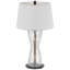 Lampe de table avec lumière DEL, abat-jour blanc, base en verre de sablier de 31 pouces