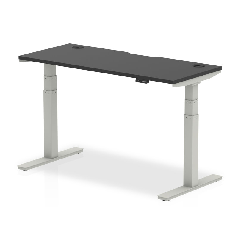 Adjustable Metal Base Standing Desk, Silver, 66cm H x 140cm W x 60cm D