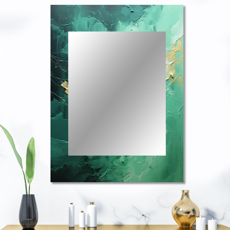 Emerald Euphoria I - Landscapes Large Wall Mirror, Green Decorative Mirror, Printed Metal Art, 40" x 30"