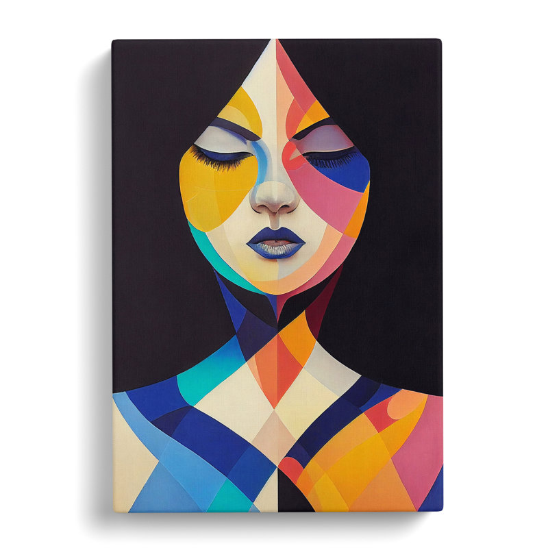 Abstract Coloured Woman No.4 - Wrapped Canvas, 50cm H x 35cm W x 3cm D