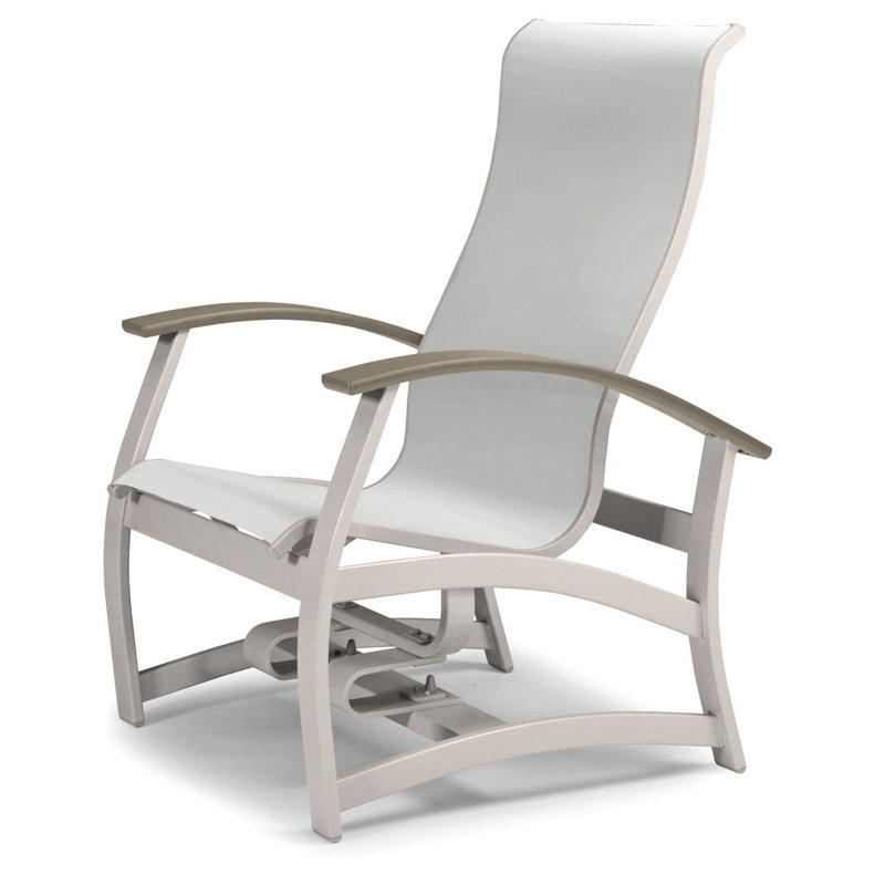 Askar Swivel Powder Coated Aluminum Outdoor Lounge Chair, Textured Snow, White 6D Sunbrella®, Desert P60