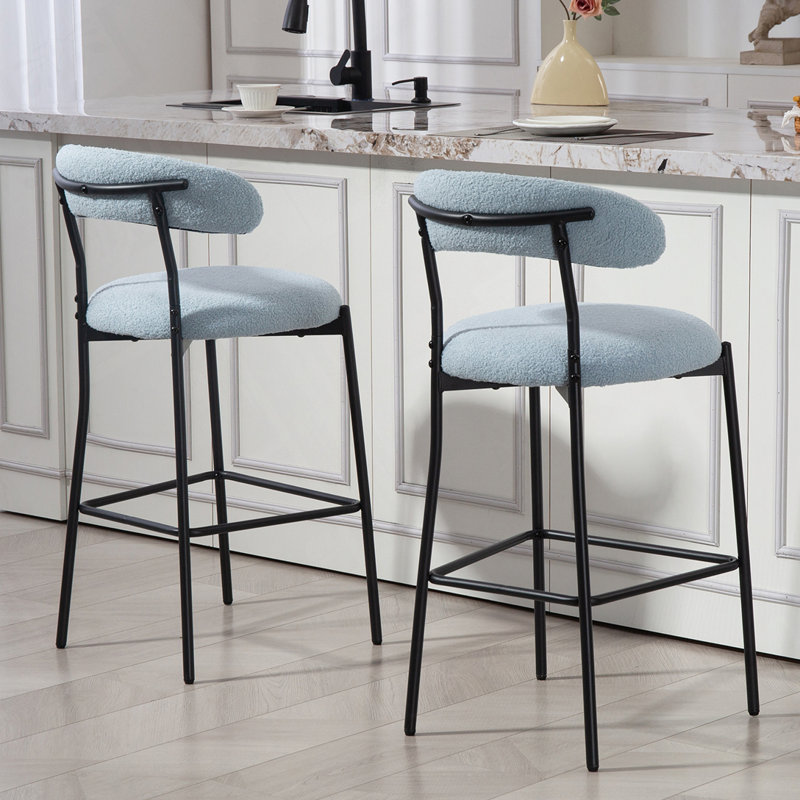 Tabourets de bar en tissu Teddy, Bleu