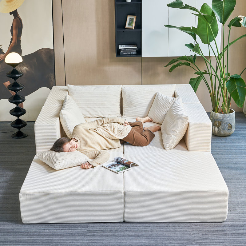 140" Oversized Modular Sectional Sofa,6-Piece Convertible U Shaped Sleeper Sofa With High Density Memory Foam, 6 Seater Free Combination Compression For Living Room