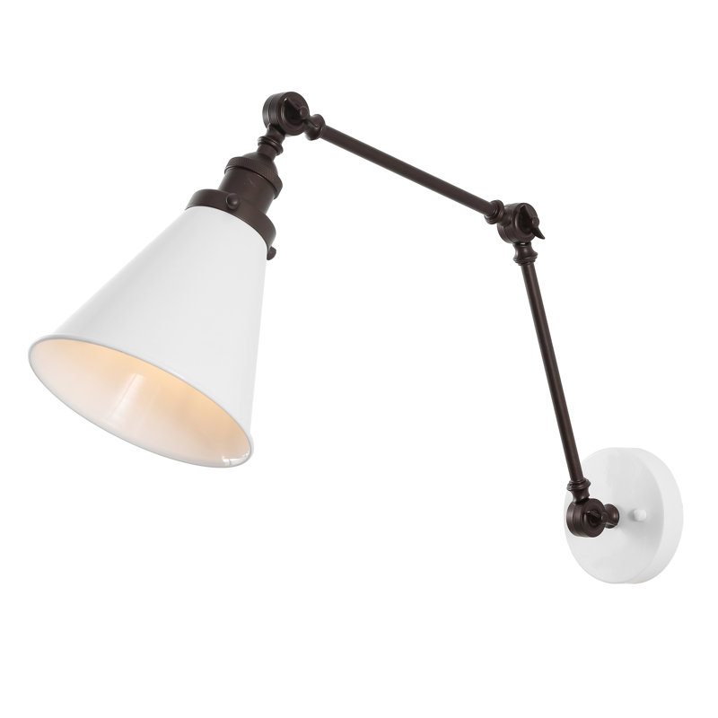 Applique murale à bras 1 lumière Kimberly, Blanc / bronze huilé, Blanc