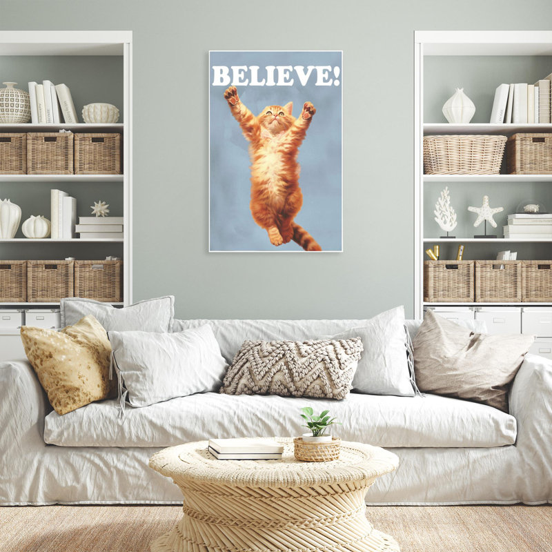 Cat Believe - 1 pièce, impression sur toile tendue, L 24 po x H 36 po