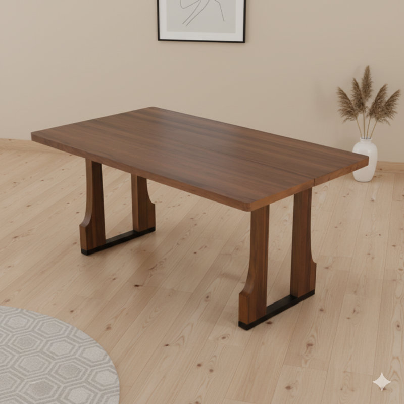 Table de salle à manger rectangulaire de 63 pouces au fini noyer, Marron foncé