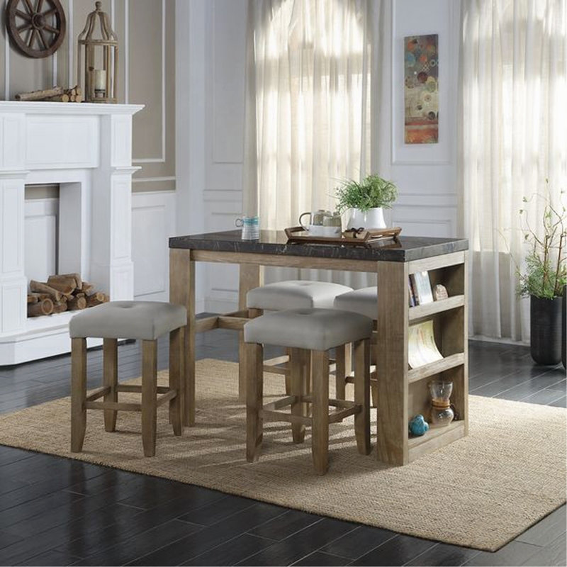 Ensemble de tabourets transitionnels à hauteur de comptoir 2 pièces, meubles de cuisine en bois avec siège en similicuir gris et gris