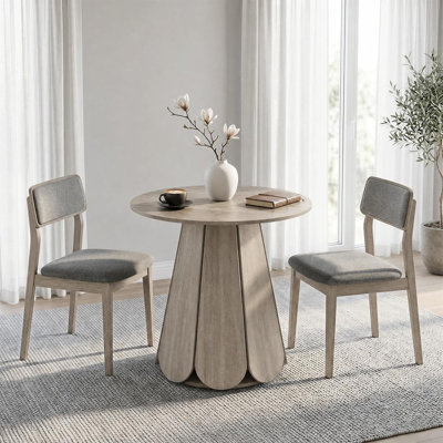 Table de salle à manger ronde 31,5 po pour 2 à 4 personnes, petite table de cuisine circulaire avec base à piédestal, table de ferme en bois peu encombrante