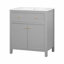 Ensemble de meuble-lavabo autoportant avec portes à fermeture douce, style moderne, gris