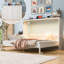 Lit escamotable pleine grandeur avec lumière DEL, armoire murale pliable et dissimulée, blanc et brun-1571676998-1571677017
