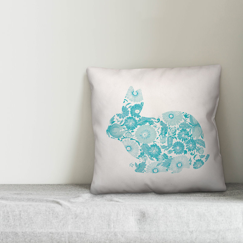  Coussin Floral, Polyester / Bourre en polyester, 20 po x 20 po, Bleu sarcelle