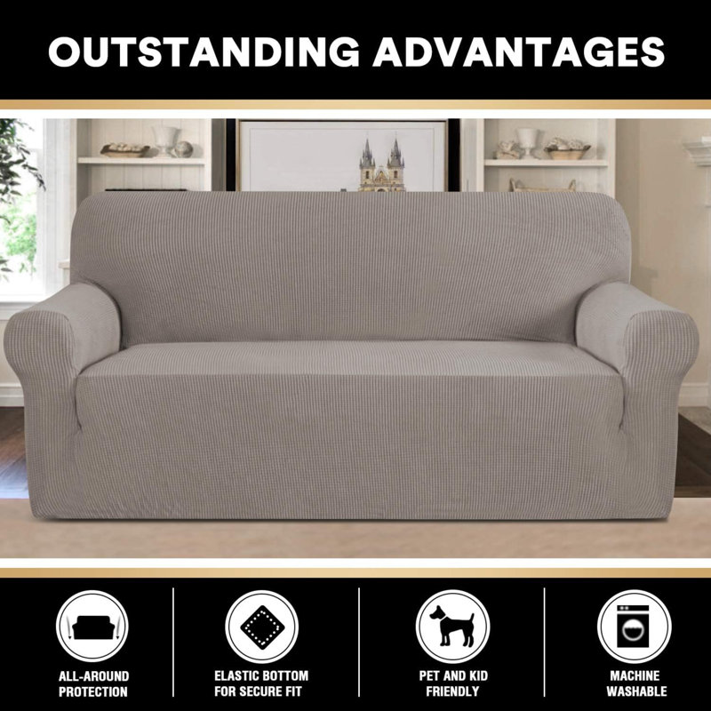 Sofa Slipcover, Taupe Polyester/Polyester Blend
