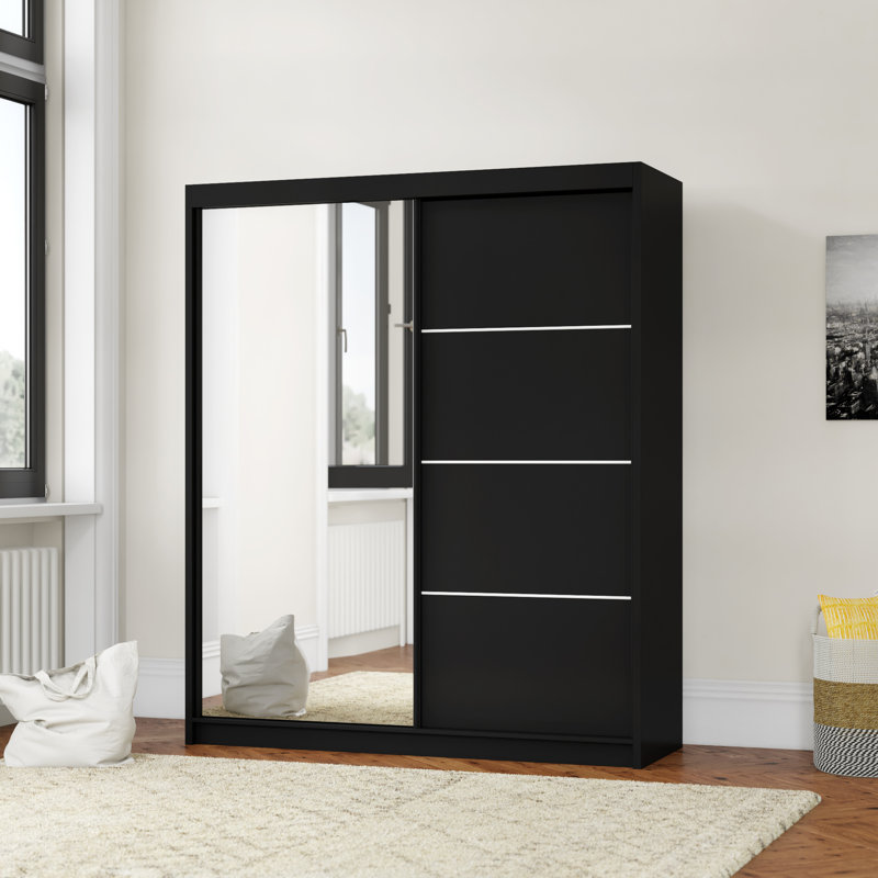 Gulledge 2 Door Manufactured Wood Wardrobe, White, 218cm H x 183cm W x 61cm D