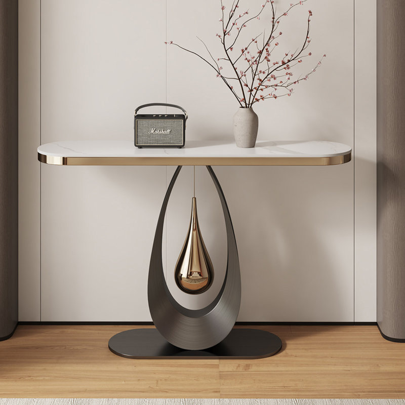 Console moderne simple et luxueuse, H 33,5 po x l 54,3 po x P 13,8 po, Blanc