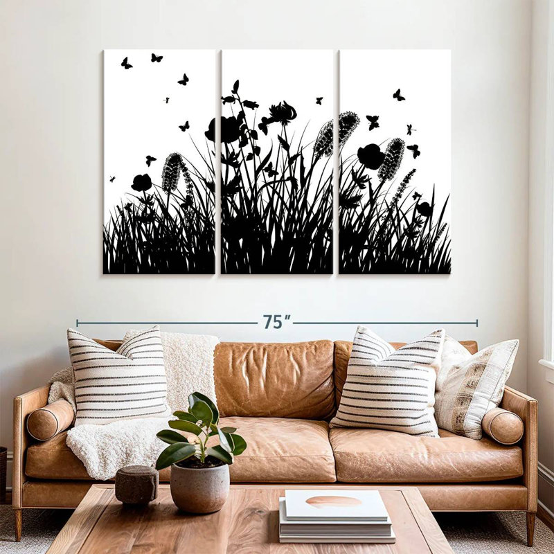 Herbe noire et blanche Harnek, H 42 po x l 65 po