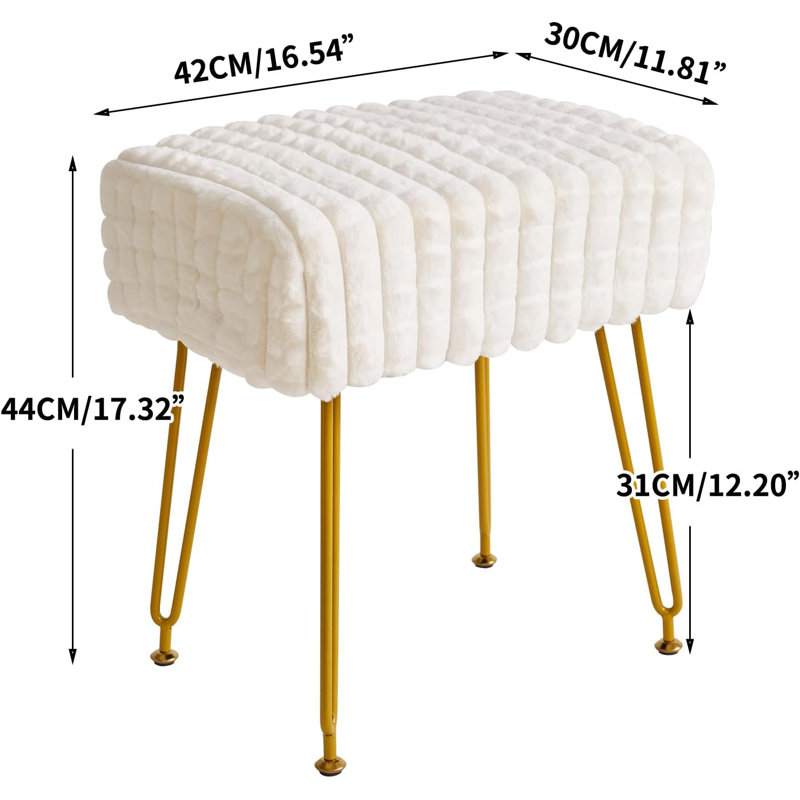 Metal Accent Stool, White