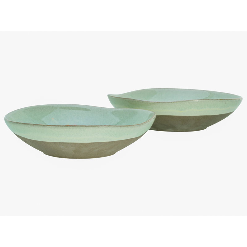 Serie Basalt Bowls, Salbei , 2-teiliges Geschirrset, Pastabowl Set Aus Steinzeug