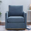 Fauteuil pivotant à 360°, fauteuil moderne en chenille bleue pour salon