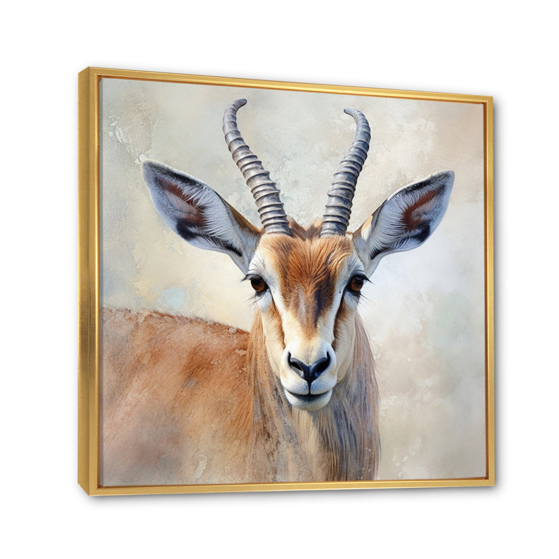 «Graceful Antelope VI» sur toile, H 36 po x l 36 po, Cadre flottant doré