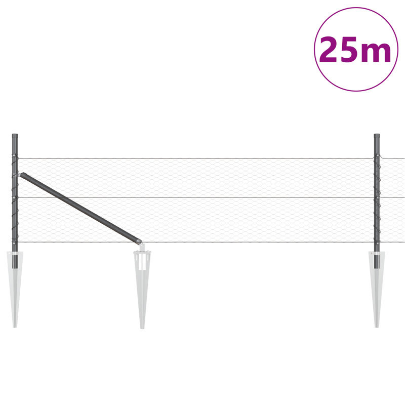 Hexagon Fence Steel, Gray, 15.7" H x 984.3" W