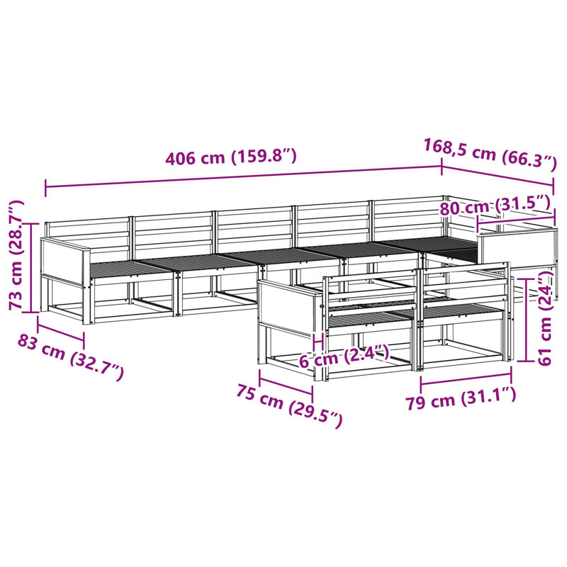 406 cm W Patio Corner Sofa, Natural