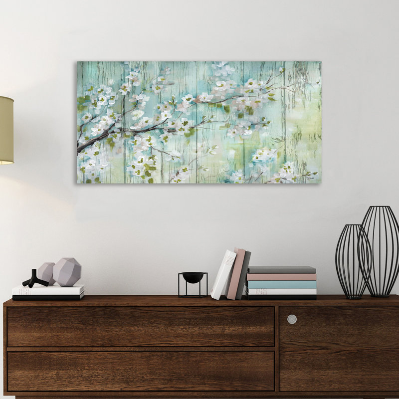 « barnwood cerises florales », reproduction sur toile tendue, H 18 po x l 36 po