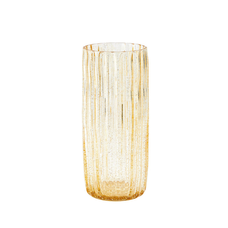 Pleated Glass Vase-Golden Flake