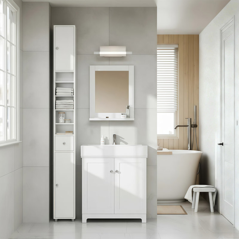 Munford Freestanding 20cm W Linen Cabinet, White