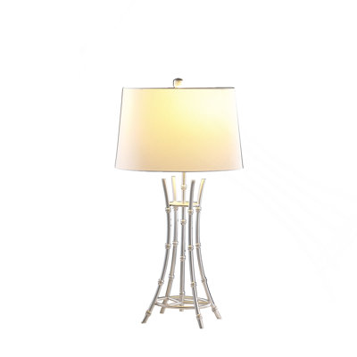 29.25" In Kiara Modern Satin Silver Bamboo Metal Table Lamp