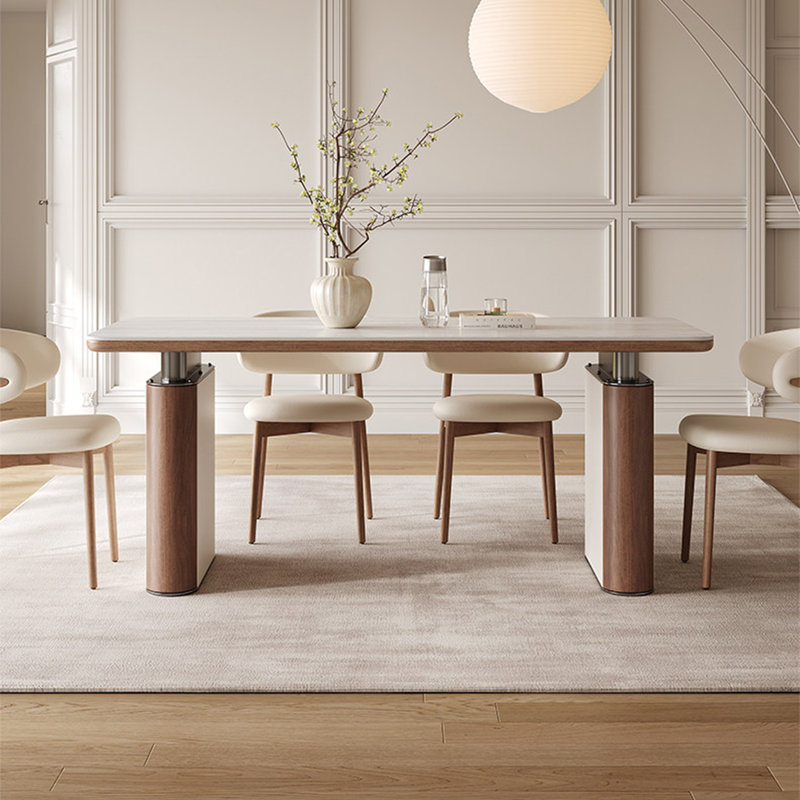 62.99"Modern Light Luxury Rectangular Dining Table with Sintered Stone Tabletop, 29.53" H x 62.99" W x 31.50" D
