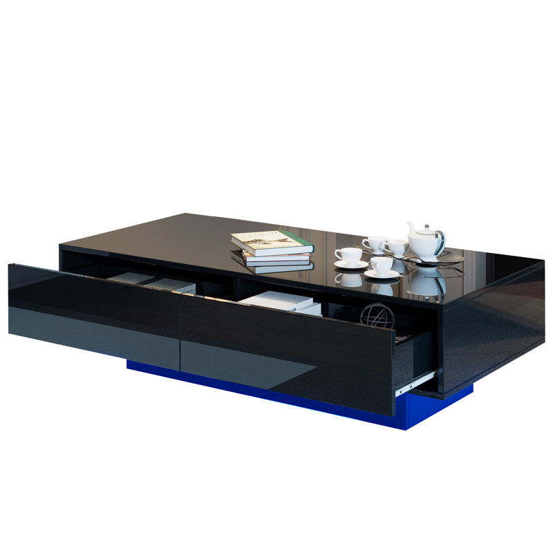 Daveion Solid Coffee Table with Storage, Black
